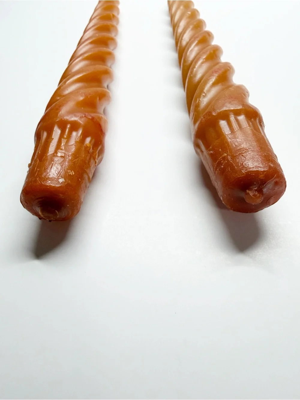 Vintage Amber Orange Swirl Taper Candles 9.5”